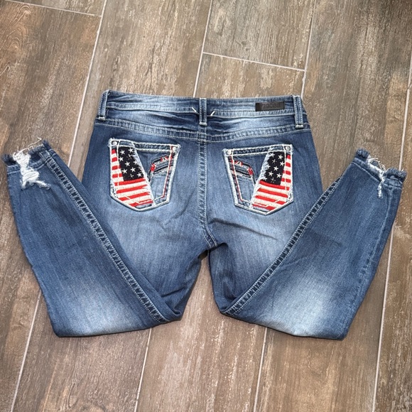 Vigoss Blue Skinny collectable USA Jeans with Flag Pockets - Picture 1 of 11